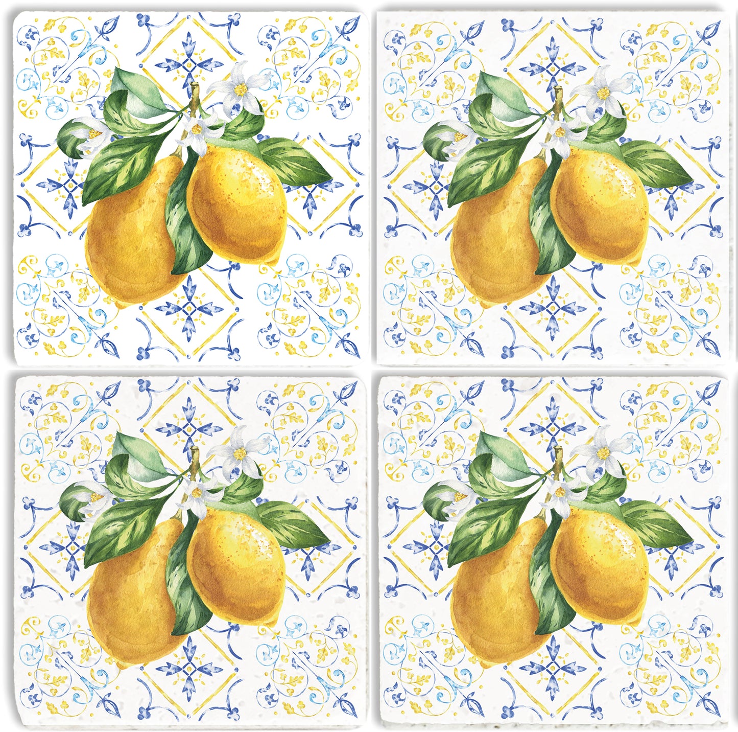 Steinuntersetzer-Set - Italienische Zitrone