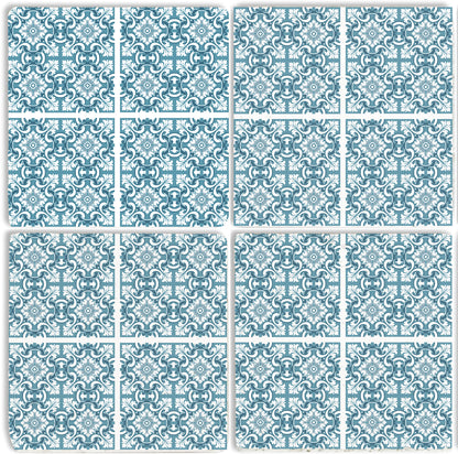 Steinuntersetzer-Set - Blaues Muster