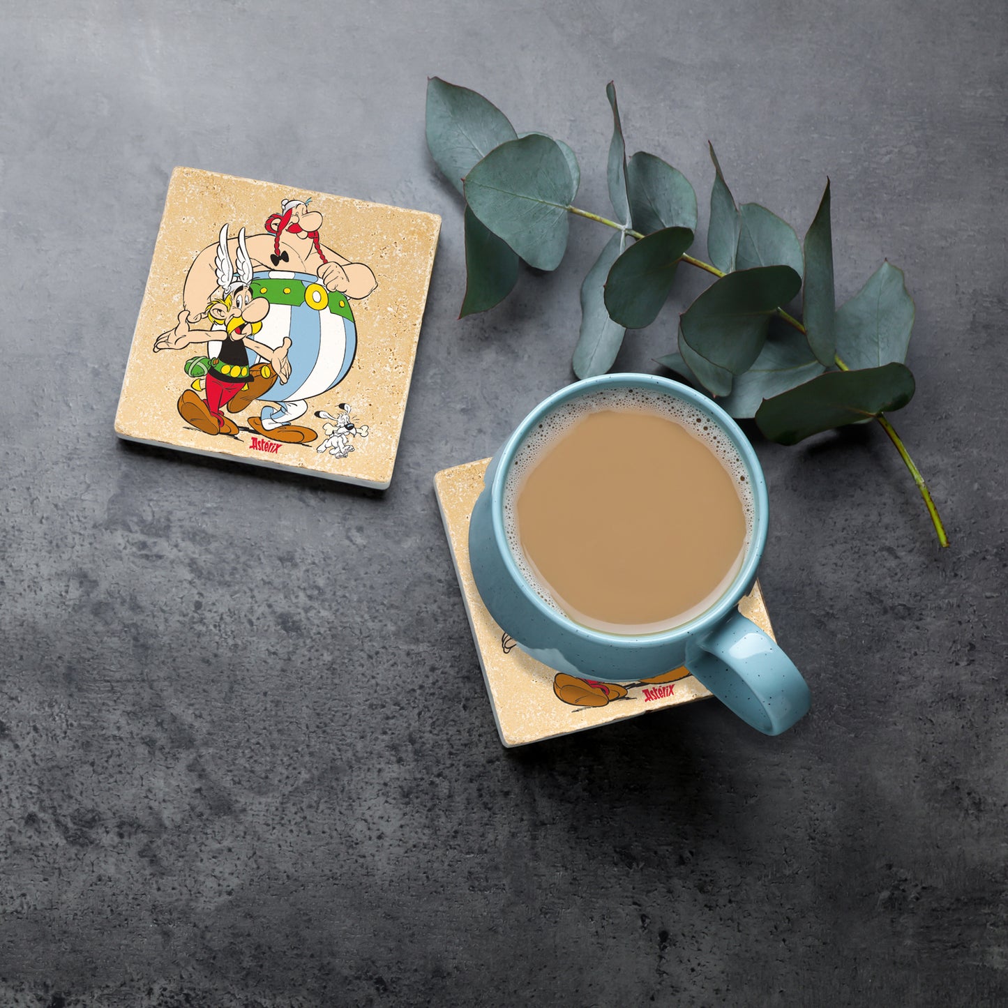 Steinuntersetzer-Set - Asterix, Obelix und Idefix