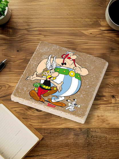Steinuntersetzer-Set - Asterix, Obelix und Idefix