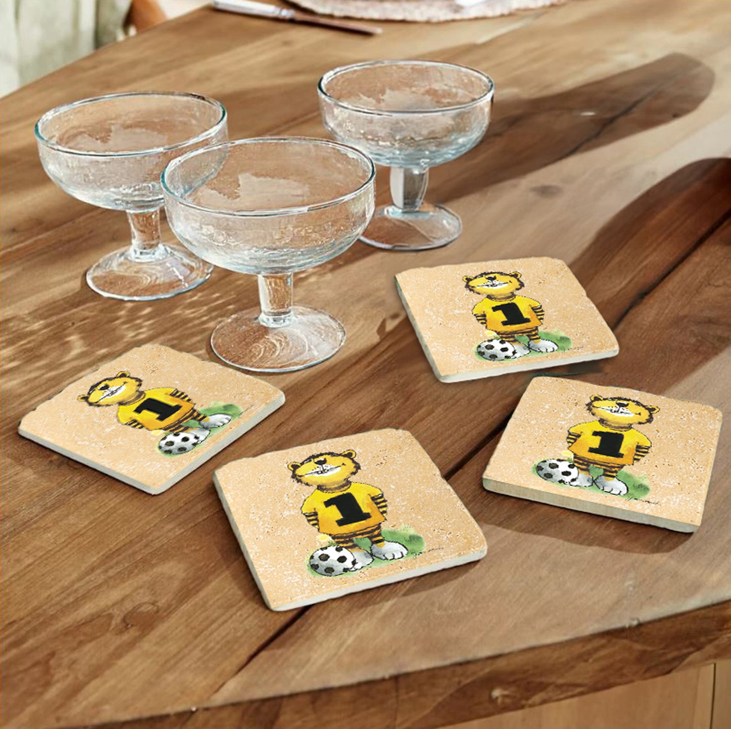 Janosch Steinuntersetzer-Set - Fussball Janosch