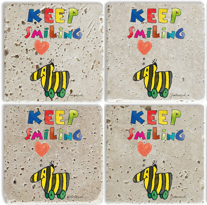 Janosch Steinuntersetzer-Set - Tigerente Keep Smiling