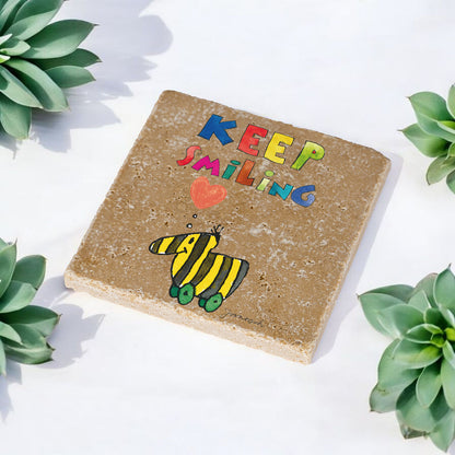 Janosch Steinuntersetzer-Set - Tigerente Keep Smiling