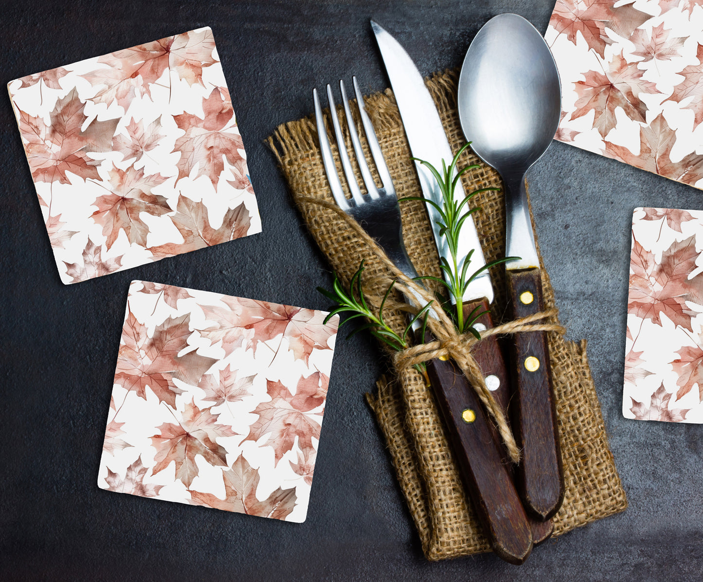 Steinuntersetzer-Set - Ahornblätter