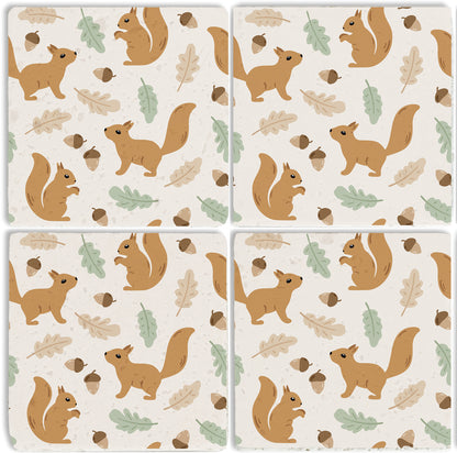 Steinuntersetzer-Set - Süße Eichhörnchen
