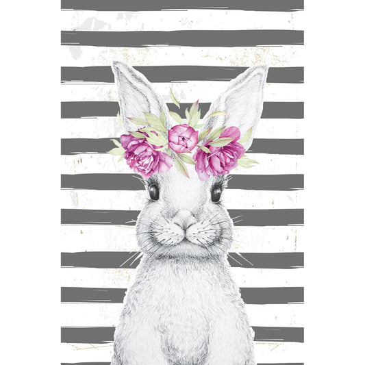 Metal sign - Rabbit Girl with stripes