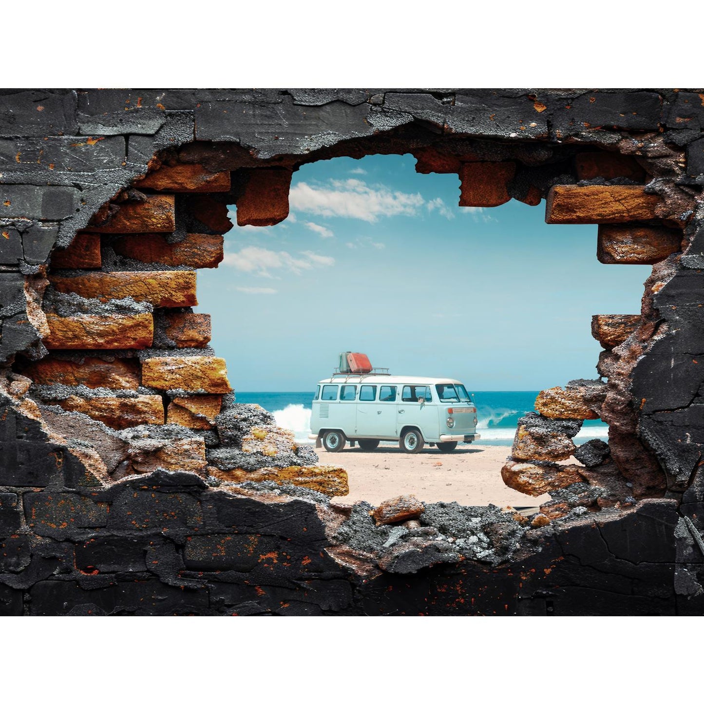 Spritzschutz - Retro Bus am Strand