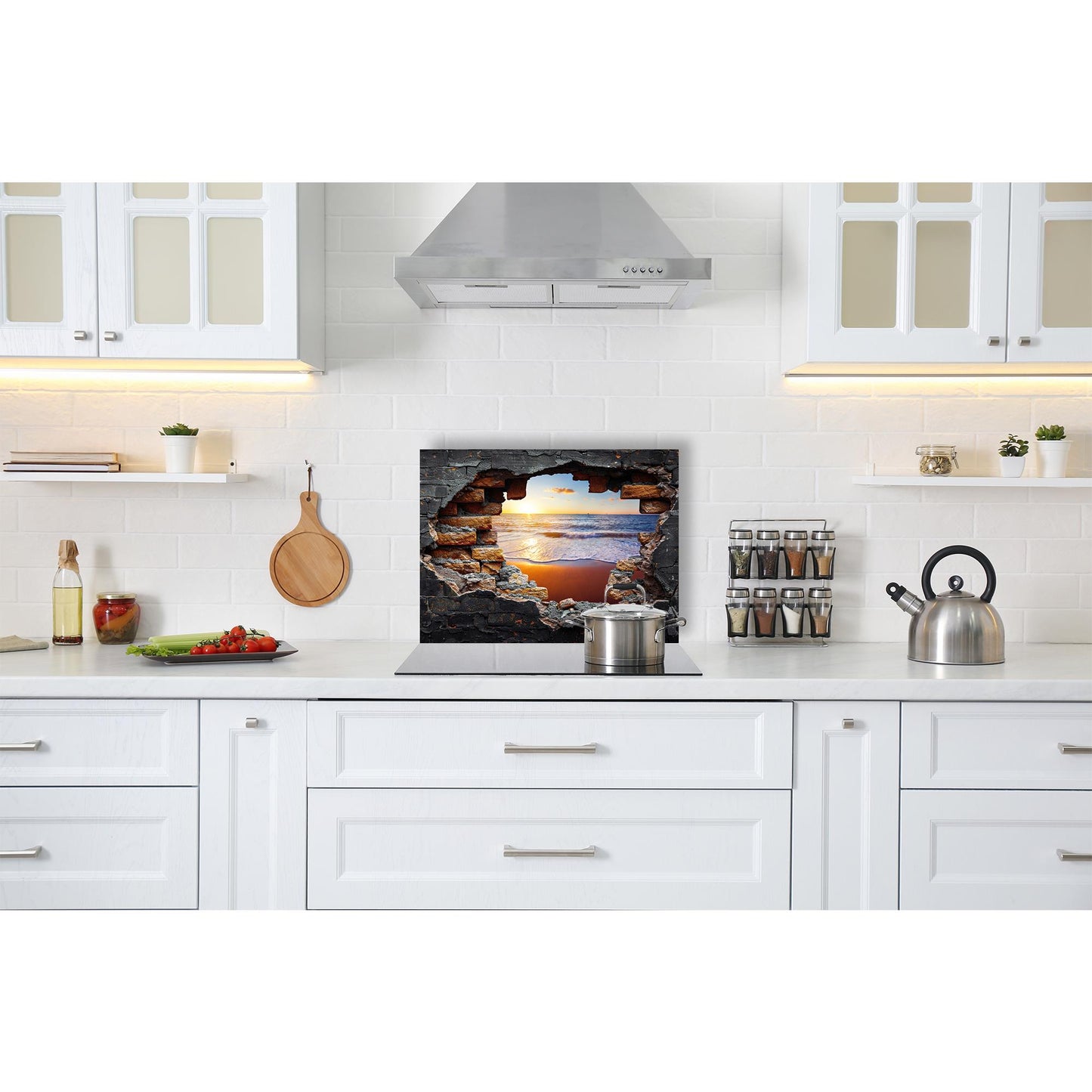 Spritzschutz - Sonnenuntergang am Strand