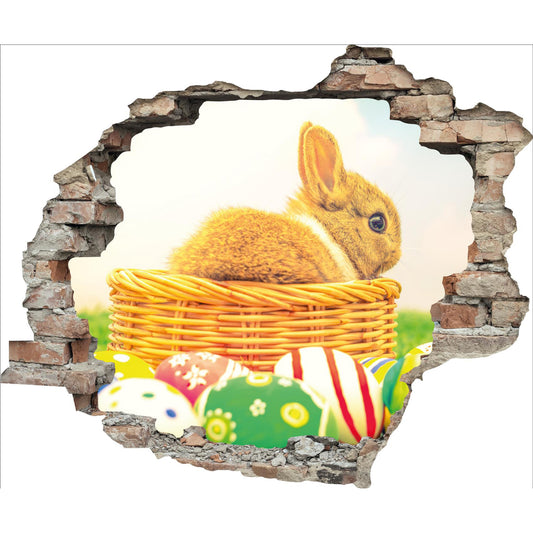 3D Wandtattoo - Hase im Korb