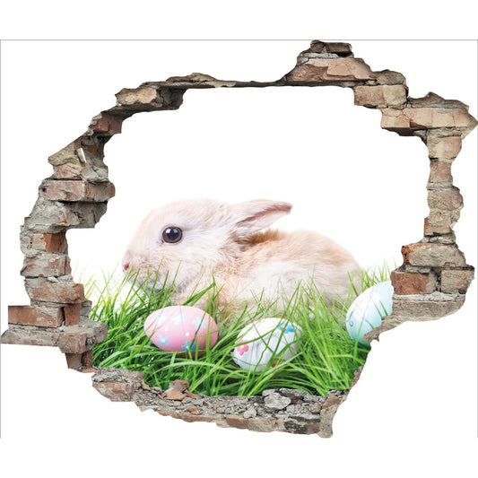 3D Wandtattoo - Hase und bunte Eier