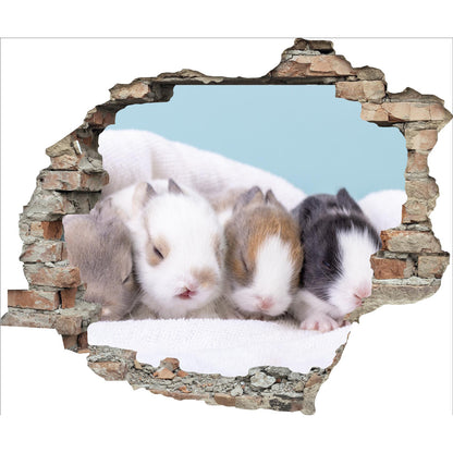 3D Wandtattoo - Kaninchenfamilie