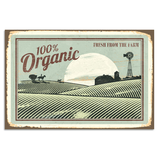 Blechschild 100% Organic - Fresh from the farm