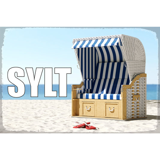 Blechschild Sylt - Beach chair