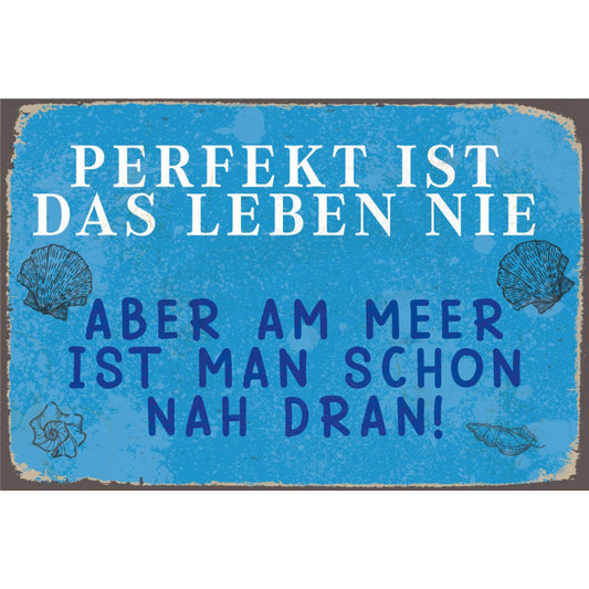 Blechschild - Perfekt Ist Das Leben Nie